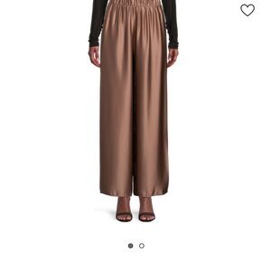 NWT Renee C. Satin Brown Wide-Leg Pants